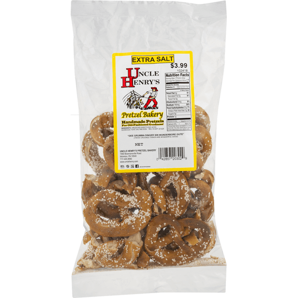 Uncle Henry's Pretzel Bakery Handmade Extra Salt Pretzels, 3Pack 8 oz