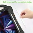 thumbnail image 3 of ELEHOLD Kids Case for iPad Pro 11 2022/2021/2020/2018 Air 5th/4th Gen Cute Cat Design Heavy Duty Rugged Case with Kickstand Handstrap Shoulder Strap Pencil Holder Shockproof Case ,Blackgreen, 3 of 7