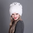 thumbnail image 2 of Contrast Color Furry Hat for Women  Winter Beanie with Patchwork, 2 of 4