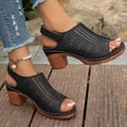 thumbnail image 6 of Hurxie Platform Sandals for Women Sling Wedge Sandals Hollow-Out Low Heel Open Toe Ankle Boots Cutout Shoes Slingback Sandals Black 41, 6 of 7