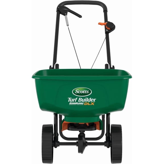 Turf Builder EdgeGuard DLX Broadcast Spreader for Seed Fertilizer Salt Ice Melt