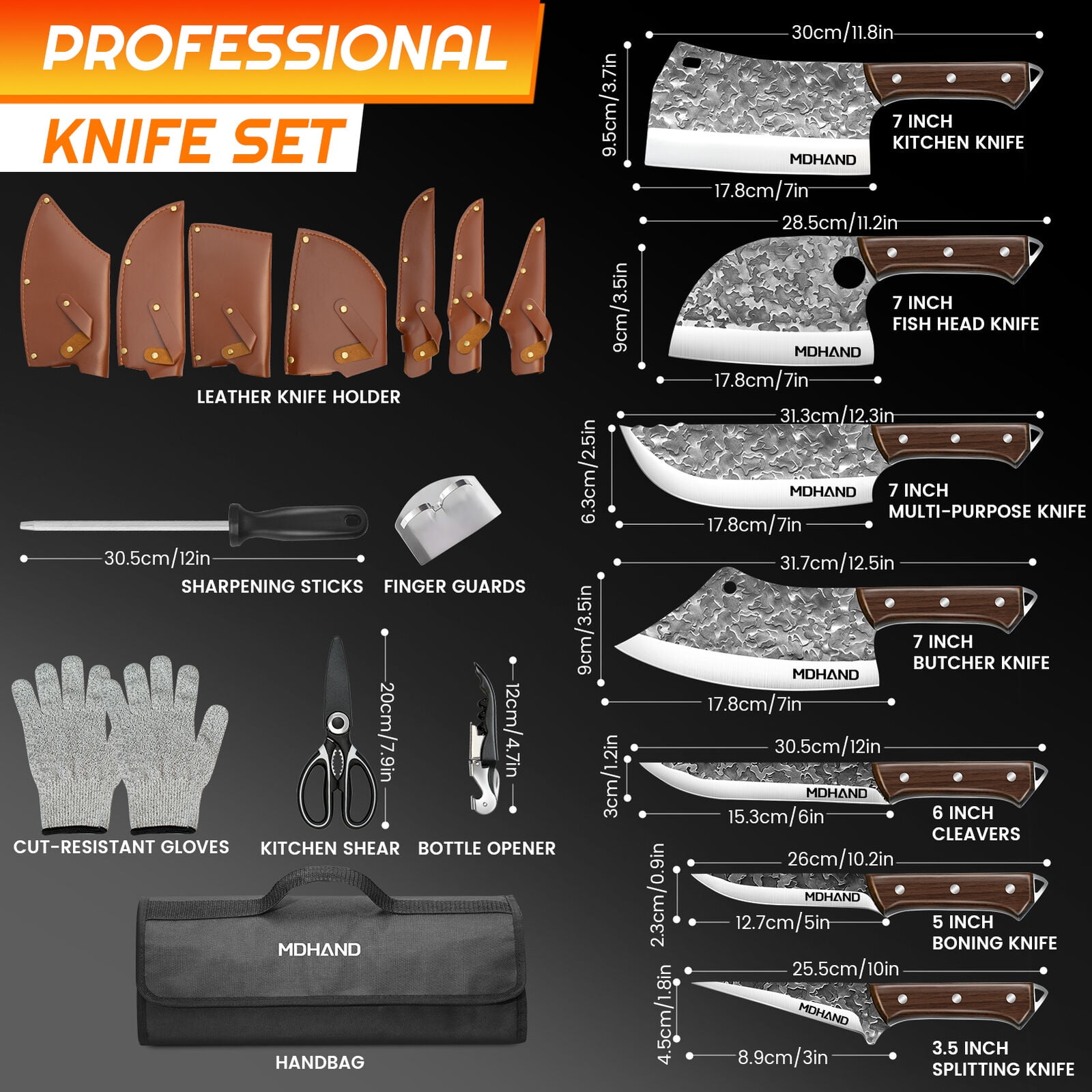 14pcs Kitchen Knife Set Japanese Damascus Pattern Chef Knives Stainless Steel Cleaver