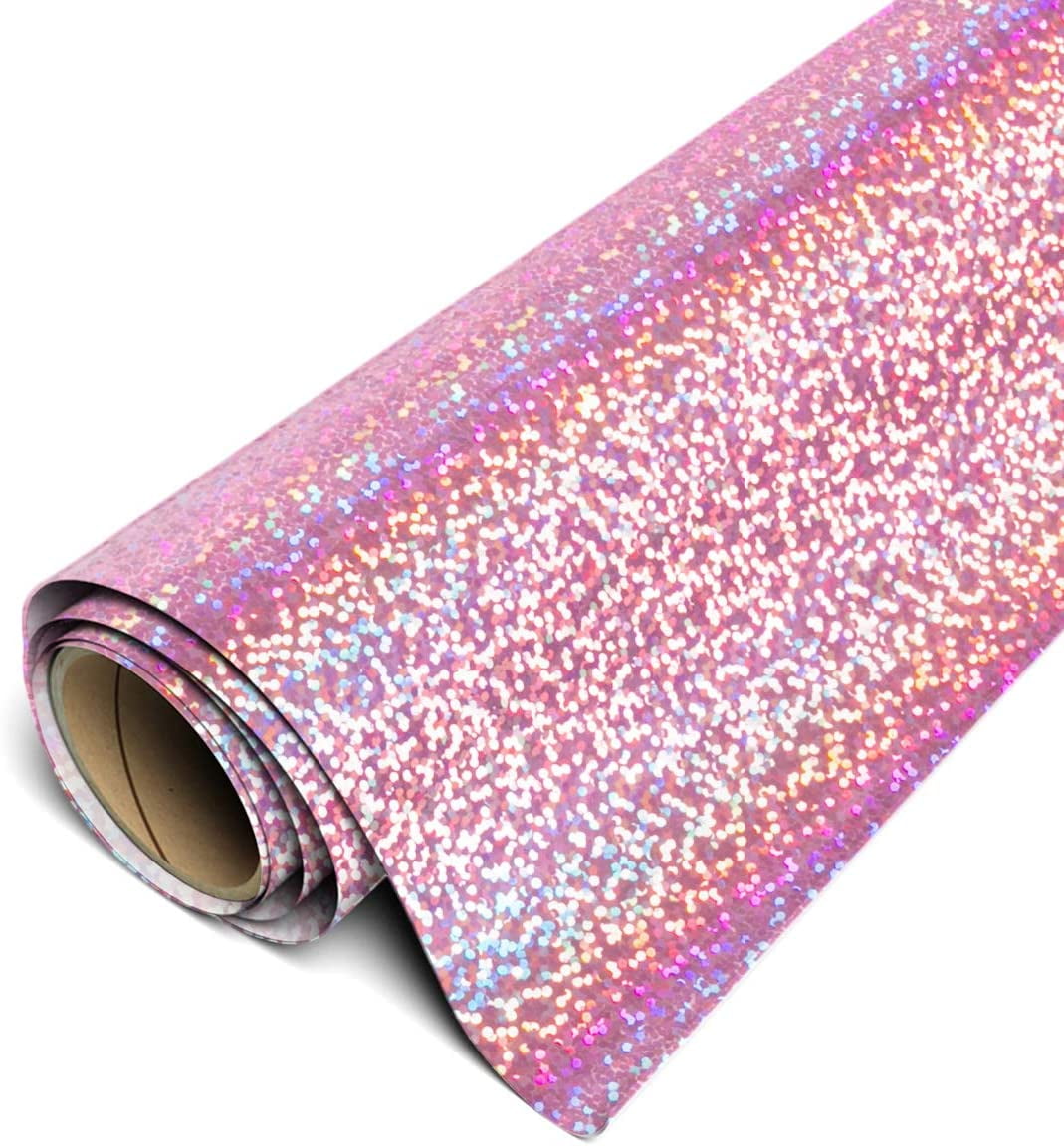 Iridescent Holographic Stretchable Metallic Heat Transfer Vinyl Light Pink  Foil, Iron On HTV Bundle for DIY Your Own Clothes, 12x10 Inch, Pack of 5