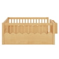 thumbnail image 4 of Bellemave Full Size Floor Bed with Bookshelf and Rails, Montessori Bed Frame with Fence, Wood Full Size Bed Easy Assemble（Natural）, 4 of 8