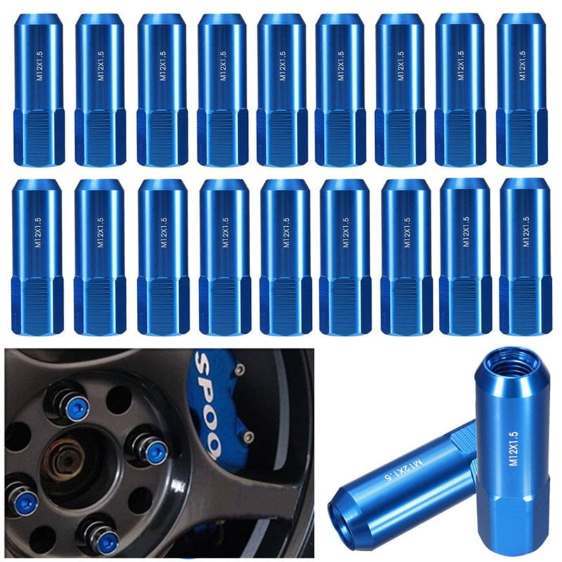 JDMSPEED Black 60MM Aluminum Extended Tuner Lug Nuts Replacement for Wheel Rims M12X1.5 20PCS 