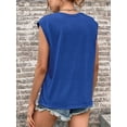 thumbnail image 3 of Inadays Womens Summer Tops 2023 Crew Neck T Shirts Cap Sleeve Blouses Summer Solid Color Basic Tops Casual Loose Fitting Tee, Blue, S, 3 of 8