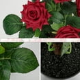 thumbnail image 5 of 15" Red Roses Artificial Flowers Potted Plant Faux Silk Flower with Black Pot Fake Rose Flower Arrangements Home Decor, 5 of 8