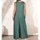 thumbnail image 4 of Mono Informal de Verano para Mujer, Holgado, Sin Mangas, con Cuello en V, Pierna , y Bolsillos. Verde Pavo Real M, 4 of 6