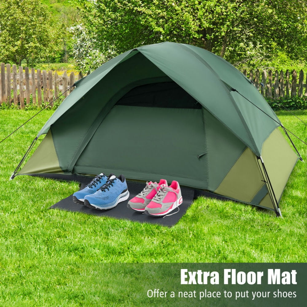 GVN Camping Tent, Tent,2-person Camping Tent w/ Removable Rain Fly and Double-layer Door-Green