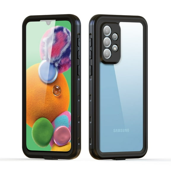 SaniMore for Samsung Galaxy A32 5G IP68 Waterproof Case with HD Screen Protective Film, Ultra Clear Side Anti-Slip Dustproof Snowproof Transparent PC   Soft TPU Heavy Duty Protection Shell, Black