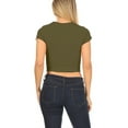 thumbnail image 4 of Women's Short Sleeve Stretch Lightweight Round Neck Solid Cropped Top, 4 of 5