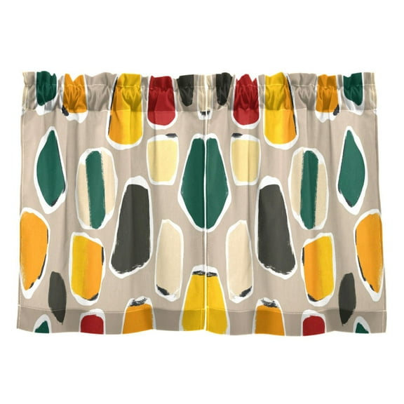 Colorful Stone Patterns Kitchen Curtains Tier Set 27x24 Inch 2 Panels Semi Sheer Light Filtering Privacy UV Protection