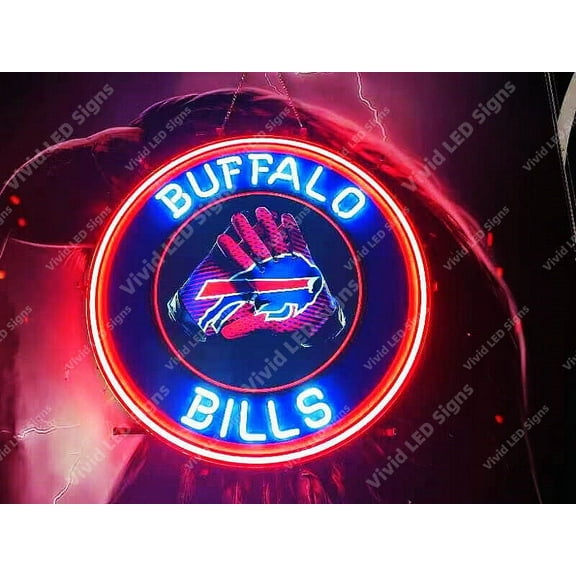 Queen Sense 24"x24" For Buffalos Sports League Bills LED Sign Light Neon Signs With Dimmer Party Home Wall Decor Lights W124BBTLV5VVD-XLED