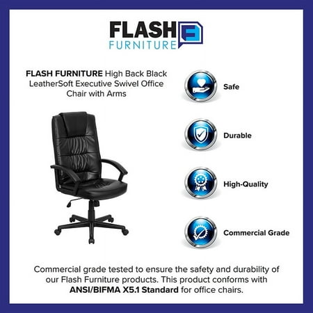 UPC: 0812581017809 | Flash Furniture High Back Black LeatherSoft Executive Swivel Office Chair with Arms
