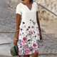 thumbnail image 2 of Vestidos de manga corta para mujer Vestido de tirantes con estampado de flores a la moda Vestido con cuello en V hasta la rodilla Pompotops ghjkhdj16725, 2 of 5
