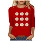 thumbnail image 1 of Tops de Cuello Redondo para las Mujeres Moda Impresa 3/4 Mangas Blusa Casual Top, Estante de Imitación, 1 of 5