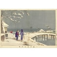 thumbnail image 3 of Kobayashi Kiyochika 18x14 Black Modern Framed Museum Art Print Titled - Snowy Landscape at Hikifune in Koume (1877 - 1882), 3 of 5