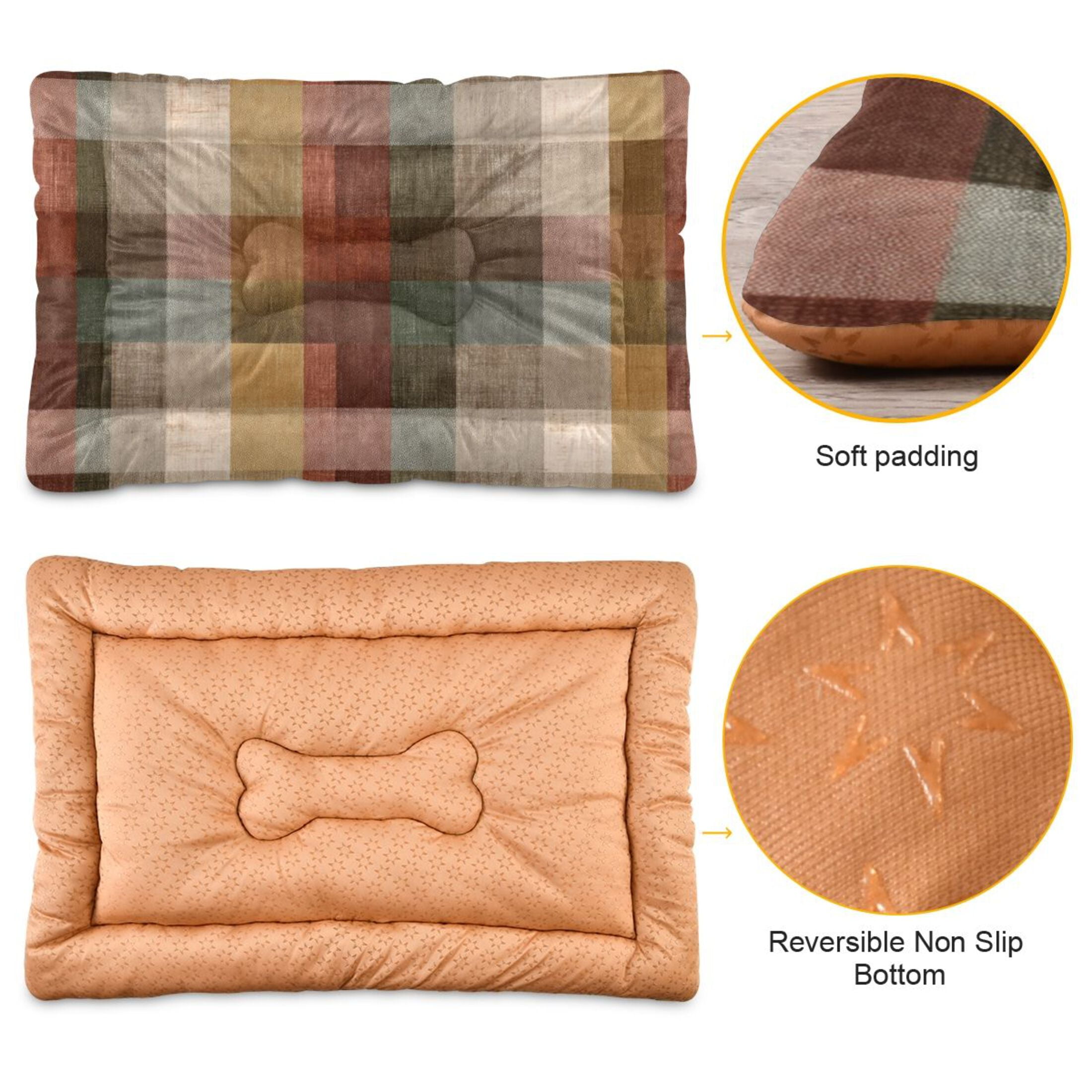 Cozy Mat Pet Bed Indoor Outdoor Warm Soft For Cat Dog Puppy(S/M) Warm Browns Green