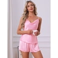 thumbnail image 2 of DARING DIVA Women's Satin Cami Pajama Set with Crisscross Back and Split Shorts M Pink, 2 of 7