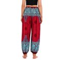 thumbnail image 2 of SWSMCLT Women's Boho Pants Harem Beach Baggy Trousers Print Bloomer Yoga Hippie Drawstring Elastic Waist Aladdin Indian Thai Bohemian Cinch Bottom Patterned3 One Size, 2 of 5