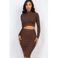thumbnail image 2 of Ribbed Crop Top with Mock Neck and Midi Skirt Ensemble, 2 of 8