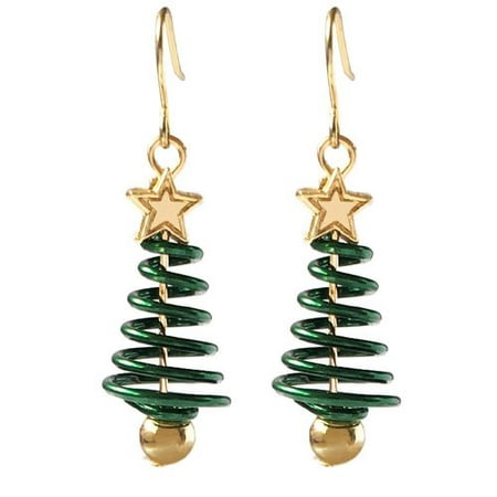 AkoaDa Women Jewelry Christmas Tree Earrings Green Dangle Drop Gold Plating Ear studs Earrings Christmas