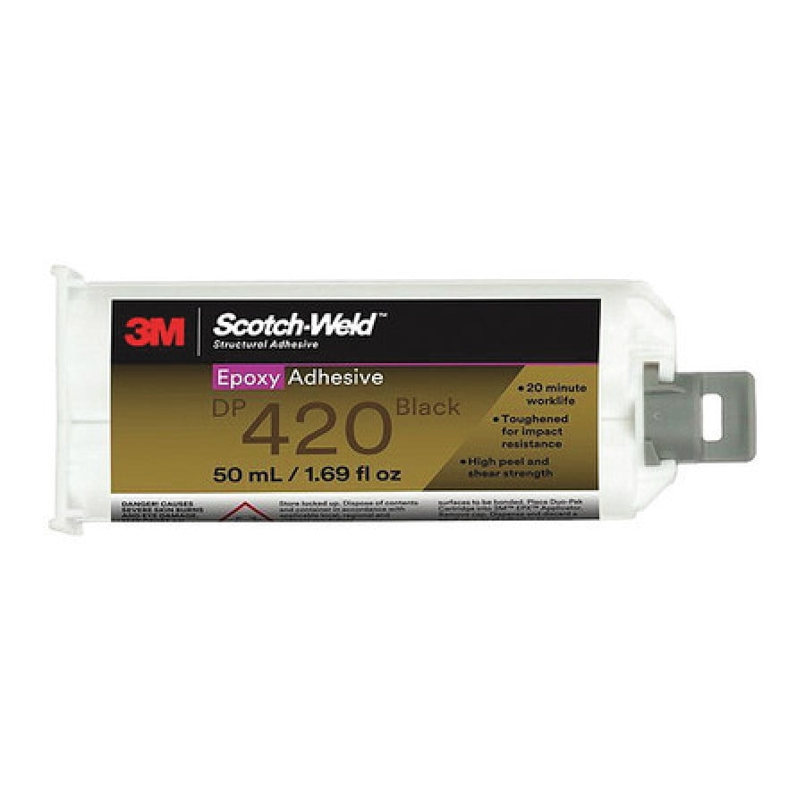 SCOTCHWELD DP420 Epoxy Adhesive, DualCartridge, 1.69 oz, Black, 2 hr
