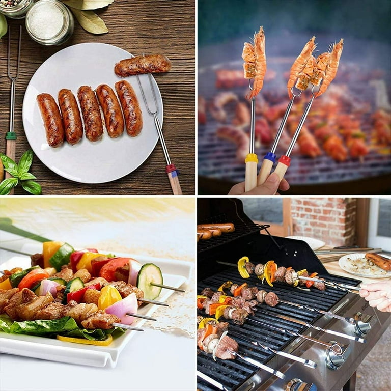 Reusable Skewers for Barbecue Grill Stainless Steel Skewers Shish Kebab BBQ  Camping Flat Forks Gadgets Kitchen Accessories Tools