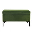 thumbnail image 5 of HomePop Medium Storage Bench with Metal Legs, 32"W x 16.5"D x 17.5"H, Green Velvet, 5 of 12