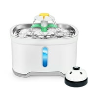 Stainless Steel Water Fountain with Pet Bell, 84oz/2.5L Automatic Cat Water Fountain Dog Water Dispenser for Cats, Dogs, Birds Gray