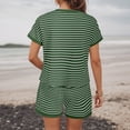 thumbnail image 4 of QGJZVUNL Womens Summer Outfits Striped Short Sleeve T Shirt Shorts 2 Piece Lounge Sets Size 2XL, 4 of 7