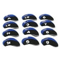 thumbnail image 3 of 12 Uds fundas de cabeza para Club de Golf cubierta de número de poste de hierro de Golf cubierta protectora para cabeza negro azul real, 3 of 12
