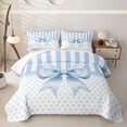 thumbnail image 2 of Erosebridal Blue Coquette Bowknot Kids Twin Quilt Set,Geometric Striped Polka Dots Twin Coverlet Set For Girl,2 Pieces, 2 of 7
