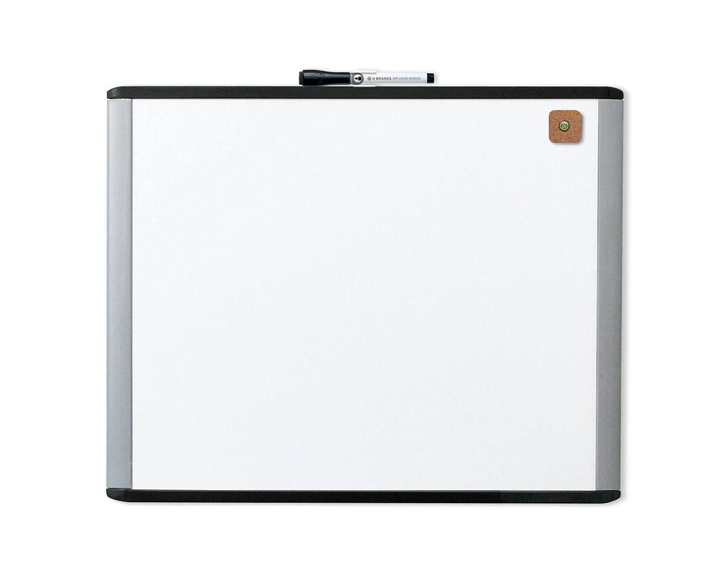 U Brands MOD Dry Erase Board, 20 x 16", Black and Grey Frame