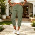 thumbnail image 6 of Wutalume Women's Yoga Capri Pants - Elastic High Waist Loose Fit Joggers Casual Workout Bottoms for Gym Home Solid Color,Army Green L, 6 of 7