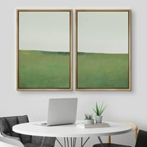 IDEA4WALL Framed Canvas Print Wall Art Set of 2 Green Pastel Paint Stroke Landscape Abstract Modern Art Decorative Contemporary Artwork for Bedroom, Office, Hotel - 16"x24"x2 Panels Natural