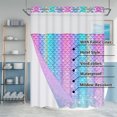 thumbnail image 2 of Ikfashoni Ocean Beach Hookless Shower Curtain with Snap in Liner, Pink Mermaid Girls Glitter Waterproof Fabric Mesh Window Bathroom Curtain, 71"X74", 2 of 6