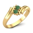 thumbnail image 2 of Mooneye 2mm Round Natual Emerald 925 Sterling Silver Gold Vemreil Two Stone Women Anniversary Ring, 2 of 3