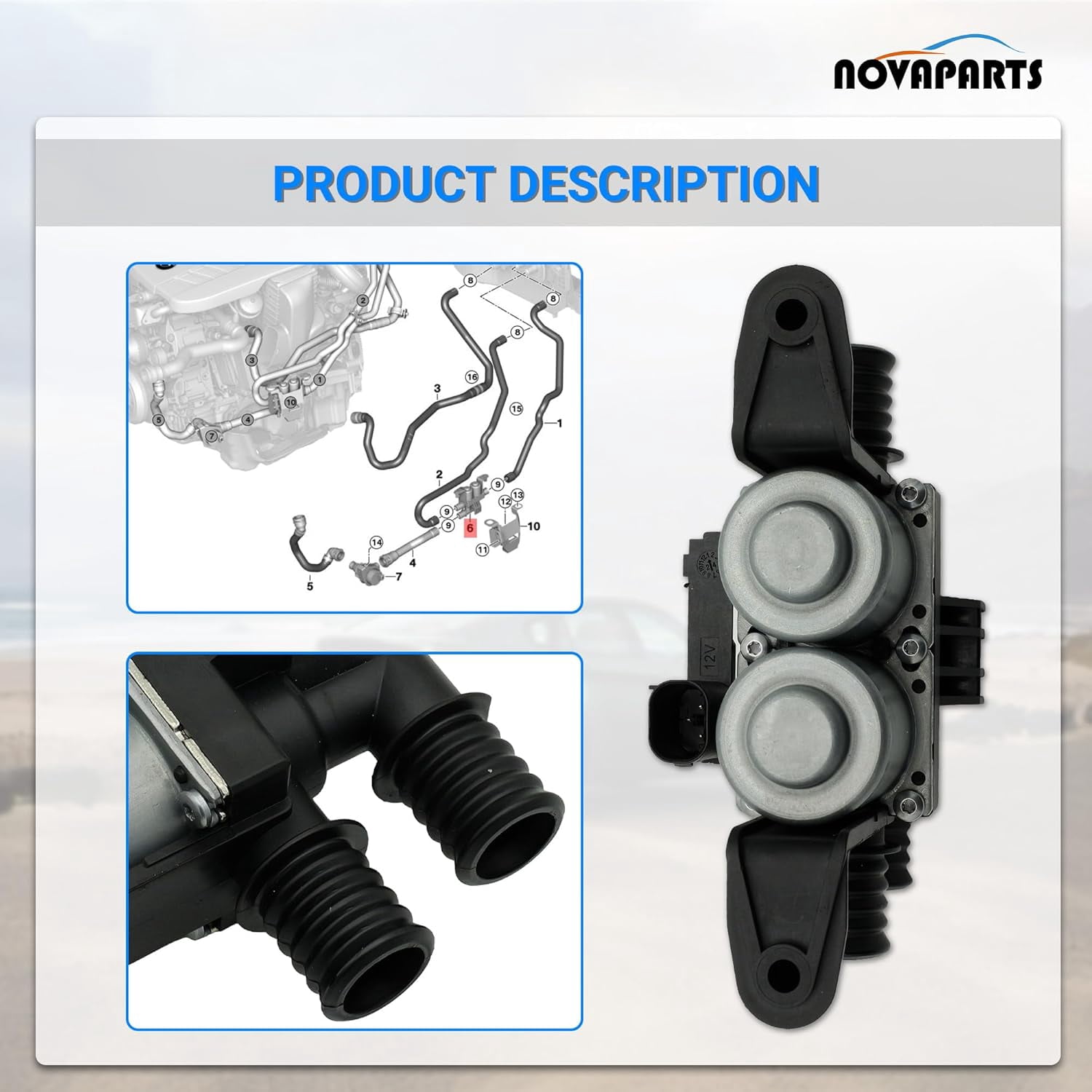 64116910544 Heater Control Valve for 2004-2018 BMW E53 E70 F15 X5 2008-2019 BMW E71 F16 X6 1147412166 EHV102 701-005 Water Control Valve