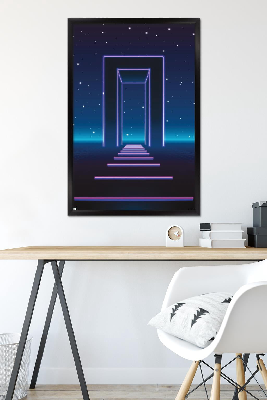 Geometric Neon Wall Poster, 22.375" x 34", Framed