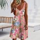 thumbnail image 2 of Mini vestido casual sin mangas con cuello en V y estampado de flores de verano para mujer Fridja  hj251, 2 of 6