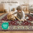 thumbnail image 4 of ODIKA 8'x10' Washable Area Rug Red Vintage Oriental Burgundy Floral Intricate Medallion with Scrolls for Dining Room, Large Office, Lounge, Non-Slip Chair-Friendly Mat, 4 of 7