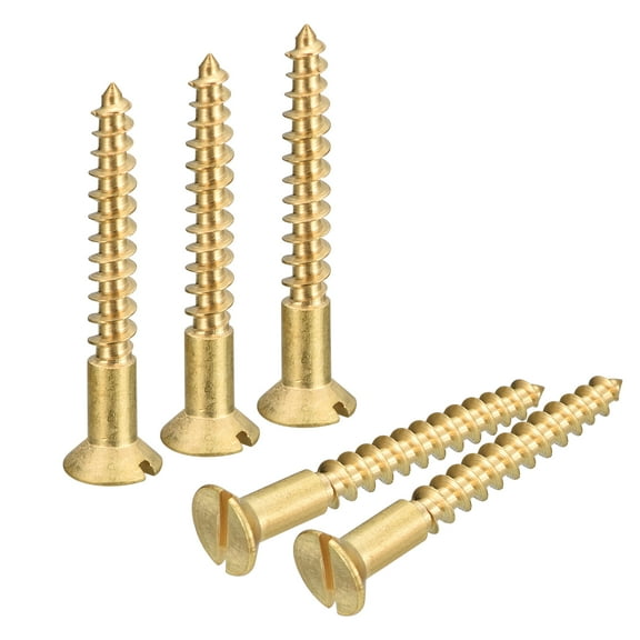 30Pack M4 x 30mm Brass Slotted Drive Flat Head Wood Screws Self Tapping Screw