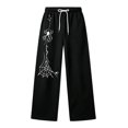 thumbnail image 4 of JAJAHO Halloween Boys Girls Baggy Sweatpants Spider Web Graphic Drawstring Wide Leg Jogger Pants For Kids Teens 4-15Y, 4 of 5