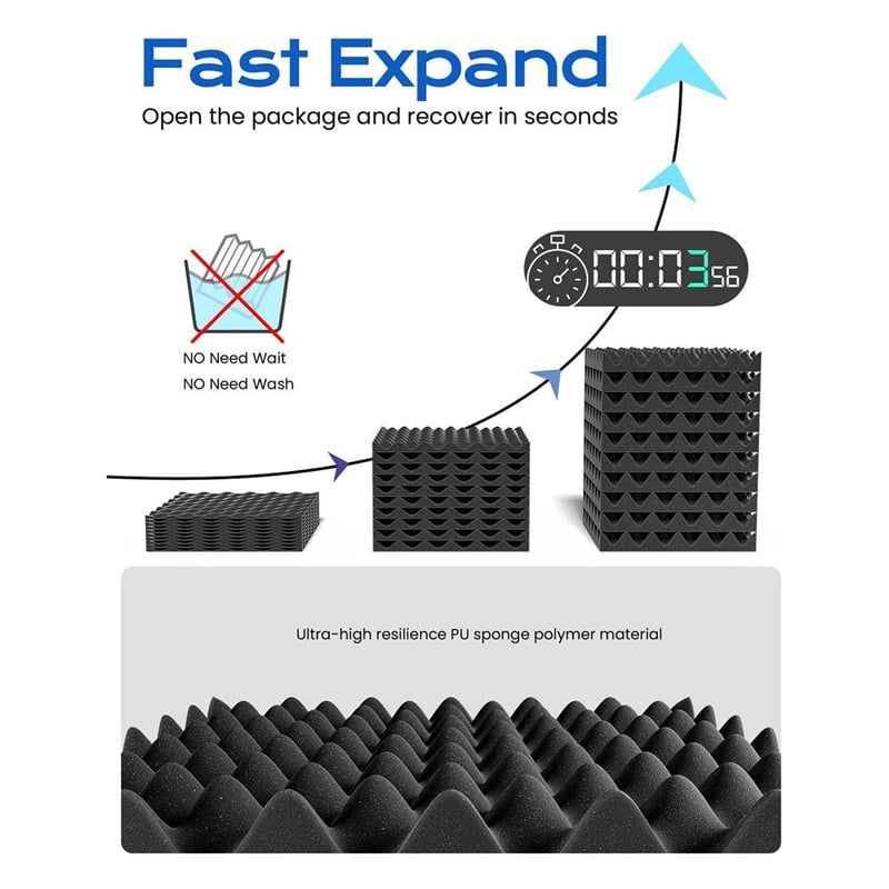 48 Pack Self Adhesive Egg Crate Sound Proof Foam Panels 1x12x12Inch, Acoustic Foam for Home and Studios