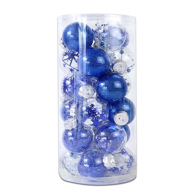 Wosthever 24 piezas bolas de Navidad adornos de colores boda familia interior exterior patio sala de estar dormitorio accesorios de decoración Kits de decoración para fiestas Azul