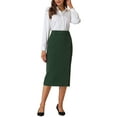 thumbnail image 2 of INSPIRE CHIC Stylish Women's Pencil Skirt with High Waist and Split Back for Work and Casual Wear 2XL Dark Green, 2 of 5