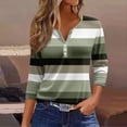 thumbnail image 2 of Tnhcen Women's Fall Striped Henley Button-Down 3/4 Sleeve Casual Basic Shirts - Plus Size Friendly Essential Tops S-3XL, 2 of 5