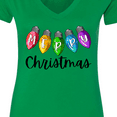 thumbnail image 4 of Inktastic Merry Christmas Rainbow Holiday Lights Women's V-Neck T-Shirt, 4 of 5