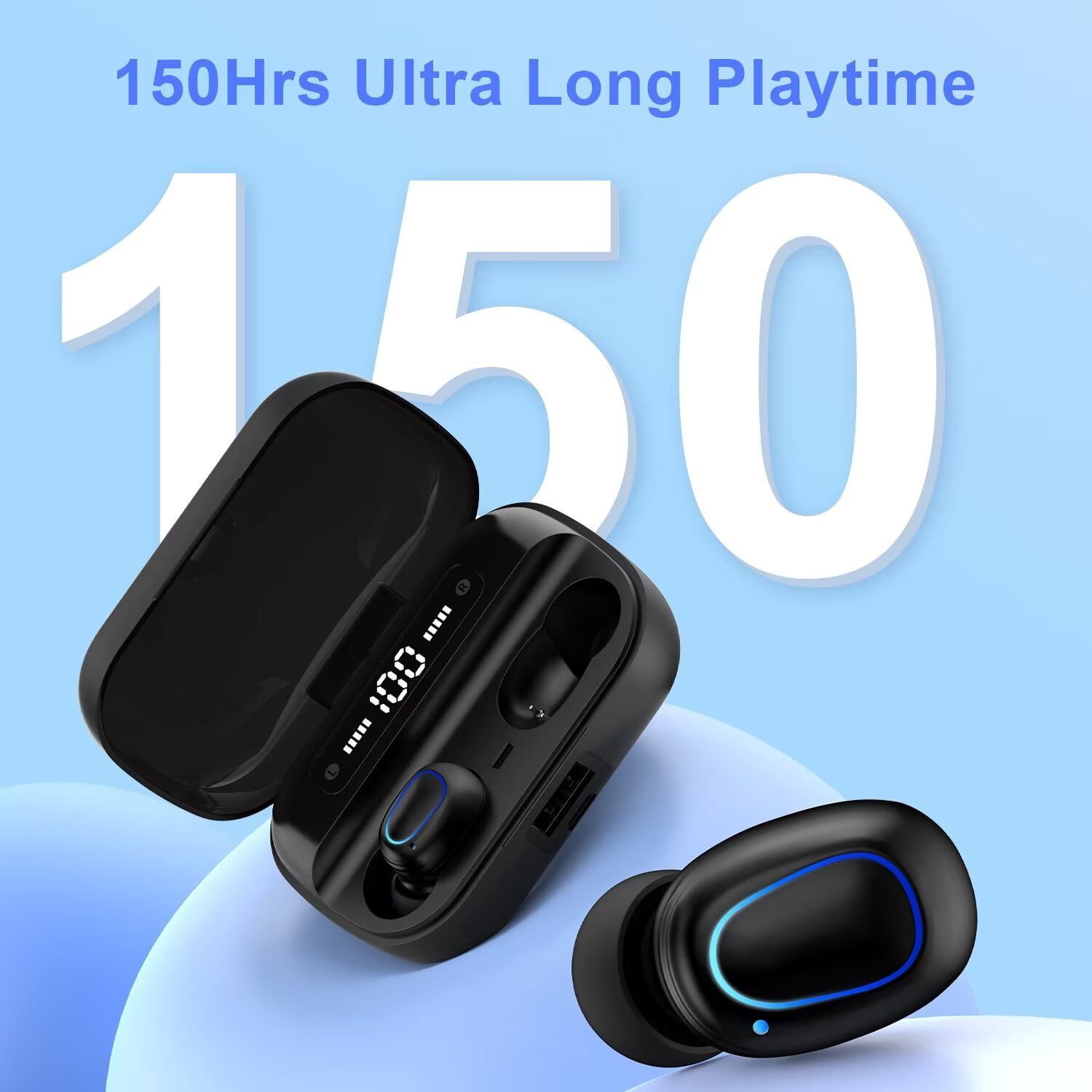 Wireless Earbuds for iPhone,Android,AILKIN Bluetooth 5.2 Headphones 3500mAh 120hrs Playtime Waterproof IPX7 Headset Earphones In-Ear Stereo Noise Cancelling True Wireless Earbuds with Charging Case